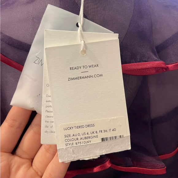 New Zimmerman Belted tiered silk- organza midi dress Size 4 - Picture 7 of 7
